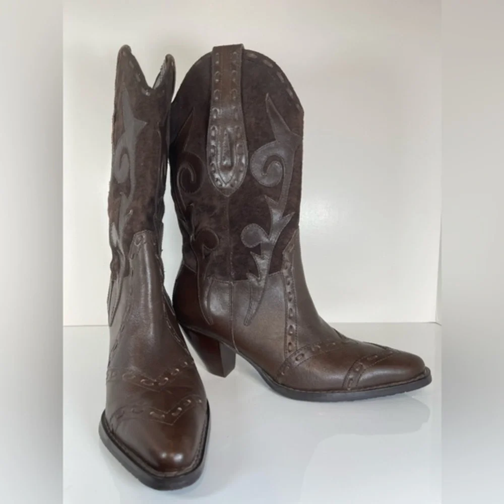 Bass Palomino Cowboy Boots Size 6.5 Color Brown - Picture 5 of 9
